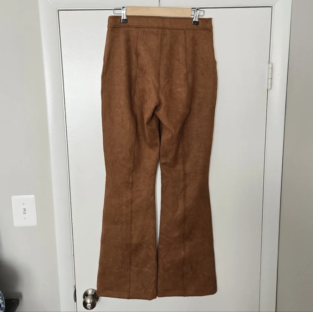 Spanx Brown Faux Suede Flare Pants Size Large
